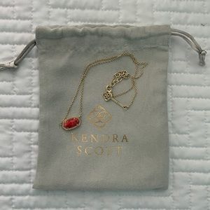 Kendra Scott Elisa Pendant Necklace- red and gold